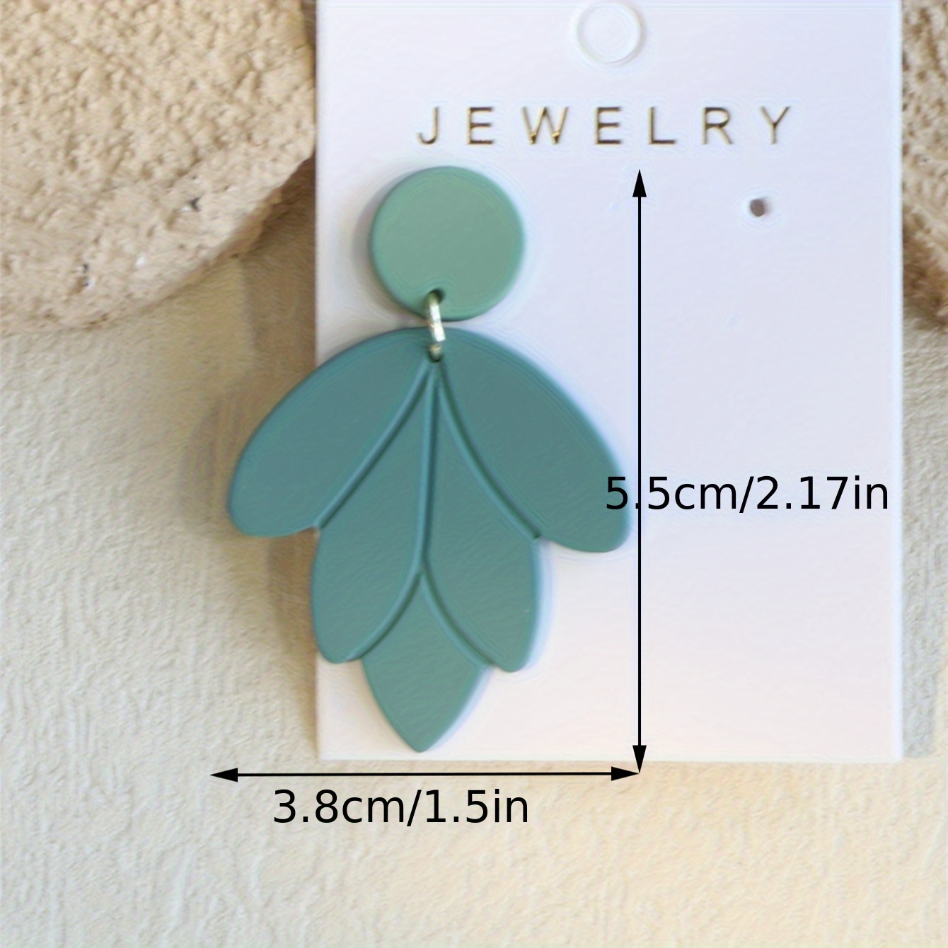 Women's Light Green Clay Texture Leaf Earrings